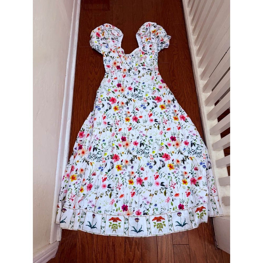 Endless Rose graduation/wedding ‎ white Floral Puff Sleeve Maxi Dress Small